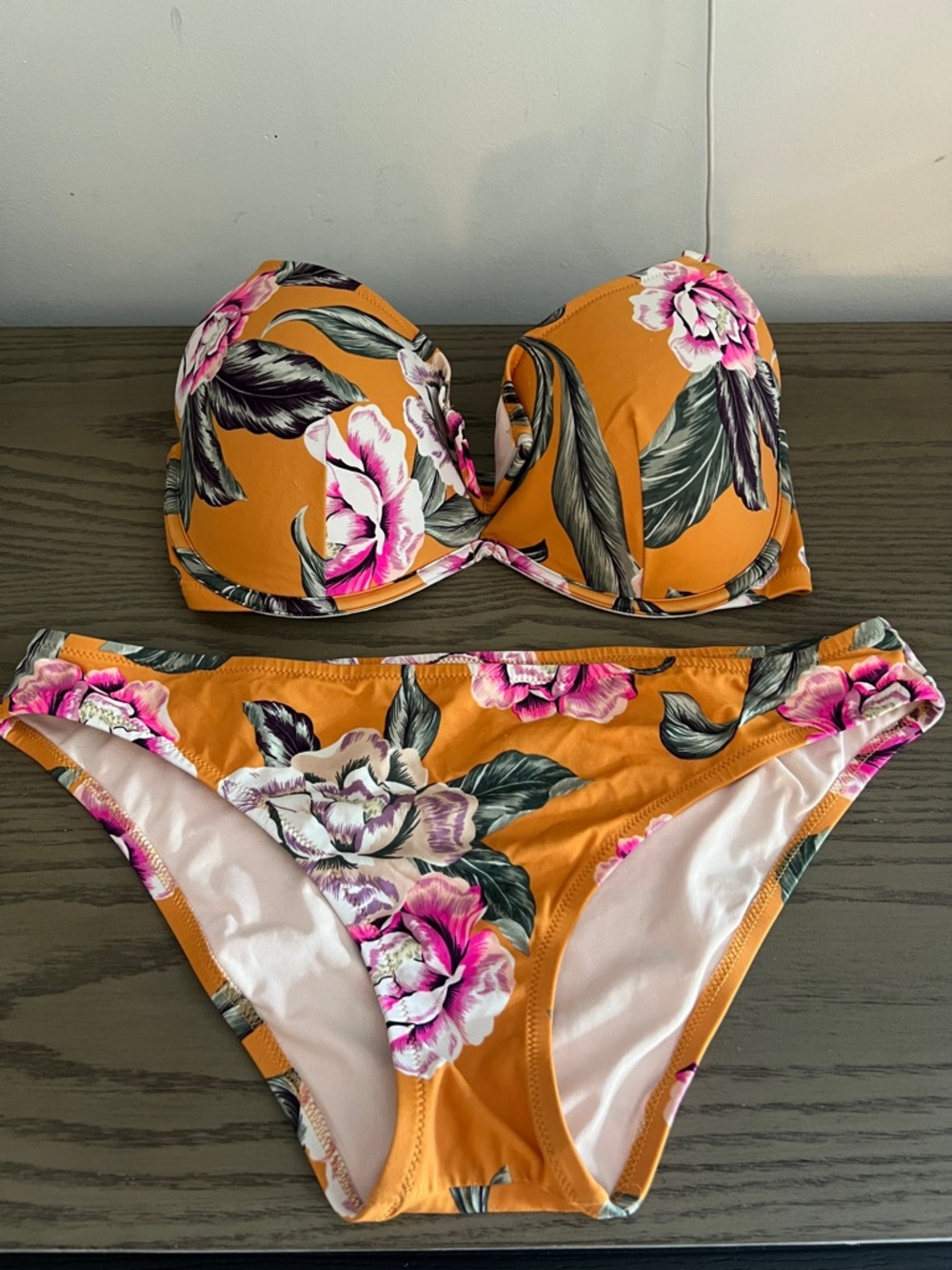Floral Orange Push-Up Bikini Set (36DD/L)